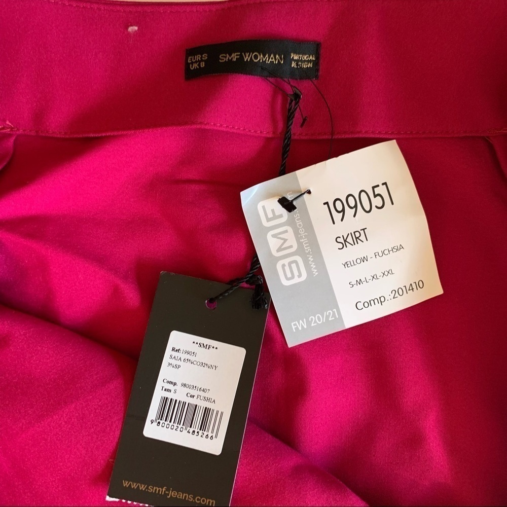 SMF Woman Faux Wrap Fuchsia Midi Pencil Skirt - Picture 2 of 7